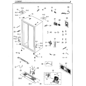 Cabinet Diagram and Parts List for RS25H5111BC AA-02 Samsung Refrigerator