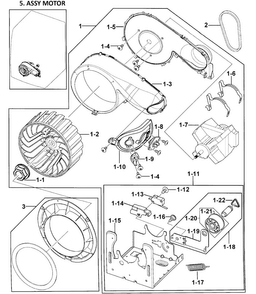Motor Assy Diagram and Parts List for DV328AGW XAA-0000 Samsung Dryer