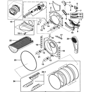 Drum Assembly Diagram and Parts List for DV337AEG XAA-00 Samsung Dryer