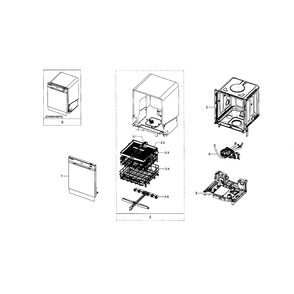 Main Assembly Diagram and Parts List for DW80H9970MO AA-0000 Samsung Dishwasher