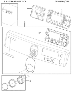 Control Panel Diagram and Parts List for DV448AGP XAA-0000 Samsung Dryer