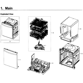 Main Assembly Diagram and Parts List for DW80K7050UG AA-0000 Samsung Dishwasher