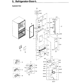 Fridge Door L Diagram and Parts List for RF22KREDBSR AA-0002 Samsung Refrigerator