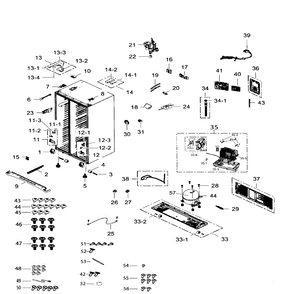 Cabinet Diagram and Parts List for RS25H5111BC AA-01 Samsung Refrigerator