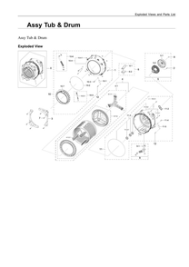 Tub And Drum Assembly Diagram and Parts List for WF50A8600AE US-00 Samsung Washer