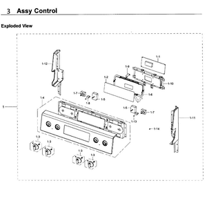 Control Panel Diagram and Parts List for NE59J3420SB AA-0002 Samsung Range