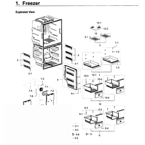 Freezer Diagram and Parts List for RF28K9580SR AA-0001 Samsung Refrigerator