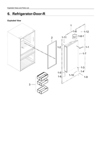 Right Refrigerator Door Parts Diagram and Parts List for RF23M8070SR AA-03 Samsung Refrigerator