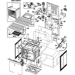Cavity Assembly Diagram and Parts List for FTQ352IWUX XAA-00 Samsung Range