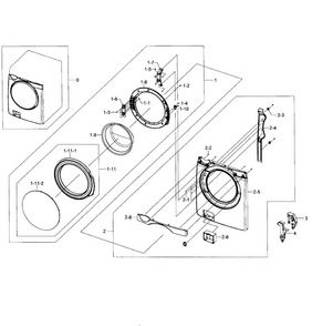 Front/door Assy Diagram and Parts List for WF395BTPAWR A1-0001 Samsung Washer