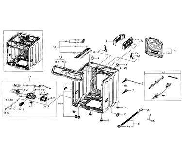 Frame & Cover Diagram and Parts List for WF511ABW XAA-0000 Samsung Washer