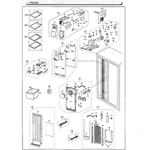 Freezer Diagram and Parts List for RS25J500DSG AA-0000 Samsung Refrigerator