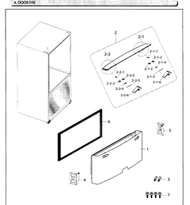 Freezer Door Diagram and Parts List for RF26HFENDWW AA-0001 Samsung Refrigerator
