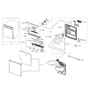 Door Diagram and Parts List for DW80J7550UG AA-0002 Samsung Dishwasher