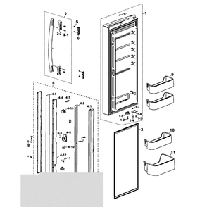 Left Door Diagram and Parts List for RF197ACPN XAA-00 Samsung Refrigerator