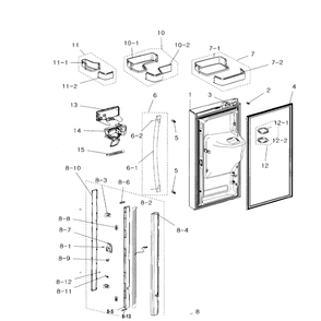 Left Door Diagram and Parts List for RFG299ABRS XAA-0000 Samsung Refrigerator