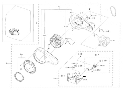 Motor Duct Diagram and Parts List for DV42H5200EF A3-0000 Samsung Dryer