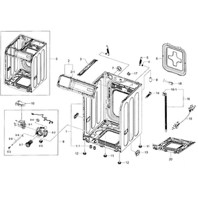 Cabinet Assy Diagram and Parts List for WF365BTBGWR A2-0001 Samsung Washer