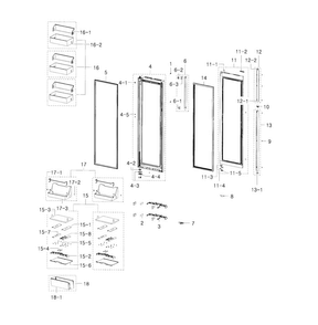Part Location Diagram of DA82-03009H Samsung Door Packing Assembly