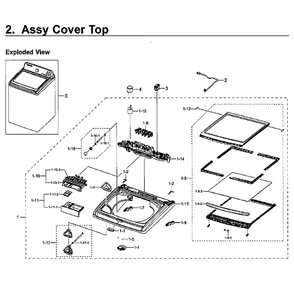 Cover-Top Diagram and Parts List for WA48H7400AW AA-11 Samsung Washer