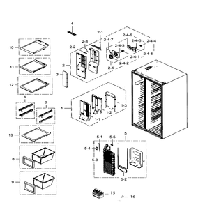 Freezer Diagram and Parts List for RS265TDRS XAA-03 Samsung Refrigerator