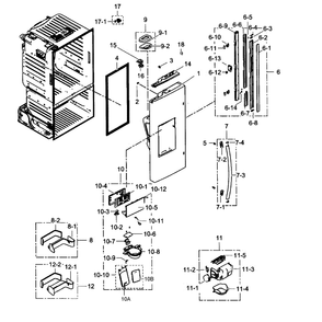 Left Door Diagram and Parts List for RF263BEAESP AA-01 Samsung Refrigerator