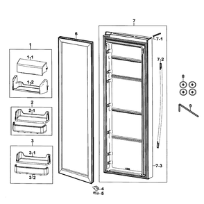 Right Door Diagram and Parts List for RS267TDBP XAA-0000 Samsung Refrigerator
