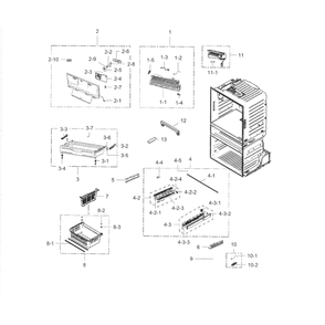 Freezer Diagram and Parts List for RF28HMELBSR AA-05 Samsung Refrigerator