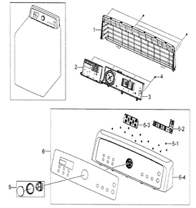 Control Panel Diagram and Parts List for DV5451AGW XAA Samsung Dryer