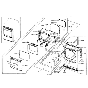 Front / Door Diagram and Parts List for DV484GTHASU A1-01 Samsung Dryer
