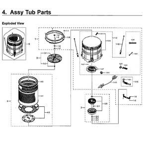 Tub Diagram and Parts List for WA54M8750AV A4-0000 Samsung Washer