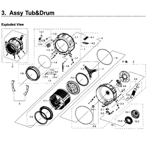 Tub And Drum Diagram and Parts List for WF219ANB XAA-01 Samsung Washer