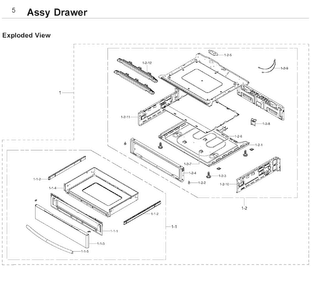 Drawer Diagram and Parts List for NE58F9710WS AA-0004 Samsung Range