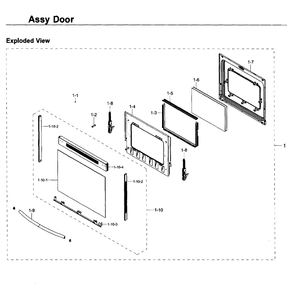 Door Diagram and Parts List for NE59K3310SS AA-0000 Samsung Range