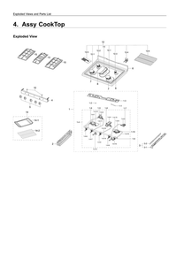 Cooktop Assembly Diagram and Parts List for NX58R5601SG AA-00 Samsung Range