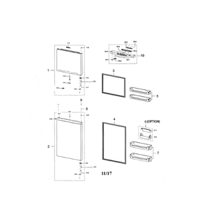 Door Compartment Diagram and Parts List for RT18M6213WW AA-01 Samsung Refrigerator