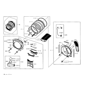 Drum Diagram and Parts List for DV511AGW XAA-03 Samsung Dryer