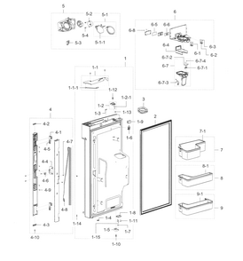 Fridge Door L Diagram and Parts List for RF22K9581SR AA-0000 Samsung Refrigerator