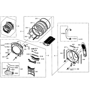 Drum Assembly Diagram and Parts List for DV435GTGJWR A1-01 Samsung Dryer