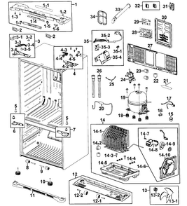 Cabinet Diagram and Parts List for RFG293HAWP XAA-0000 Samsung Refrigerator