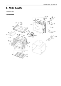 Cavity Assembly Diagram and Parts List for NE63T8311SS AA-04 Samsung Range