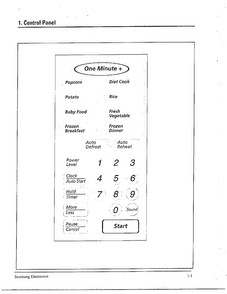 Control Panel Diagram and Parts List for MW5572W XAA Samsung Microwave