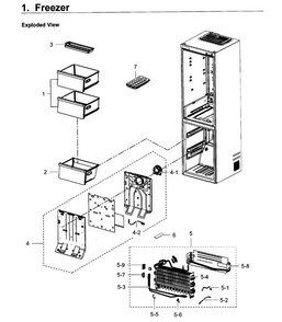 Freezer Diagram and Parts List for RB12J8896S4 AA-0000 Samsung Refrigerator