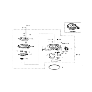 Sump Diagram and Parts List for DW80F800UWS AA-01 Samsung Dishwasher