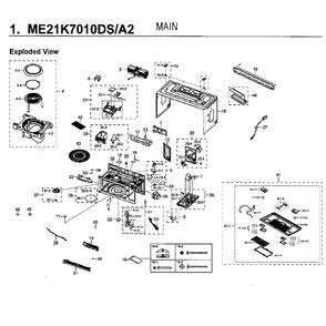 Main Assembly Diagram and Parts List for ME21K7010DS A2-00 Samsung Microwave Oven Combo