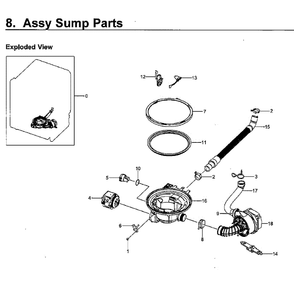 Pump Diagram and Parts List for DW80M9960UG AA-0000 Samsung Dishwasher