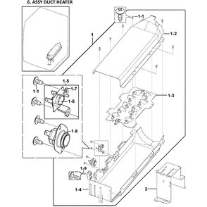 Heater Assembly Diagram and Parts List for DV419AEW XAA-0000 Samsung Dryer