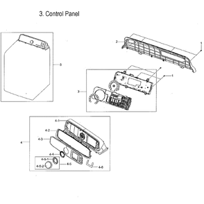 Control Panel Diagram and Parts List for DVE52M7750V A3-00 Samsung Dryer