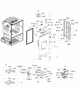 Left Door Diagram and Parts List for RF28HFEDTBC AA-0009 Samsung Refrigerator