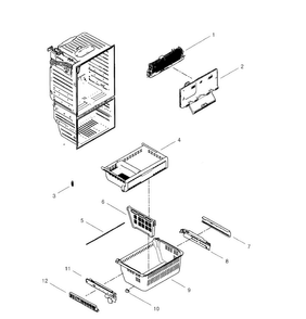 Freezer Diagram and Parts List for RFG29PHDBP XAA-0002 Samsung Refrigerator